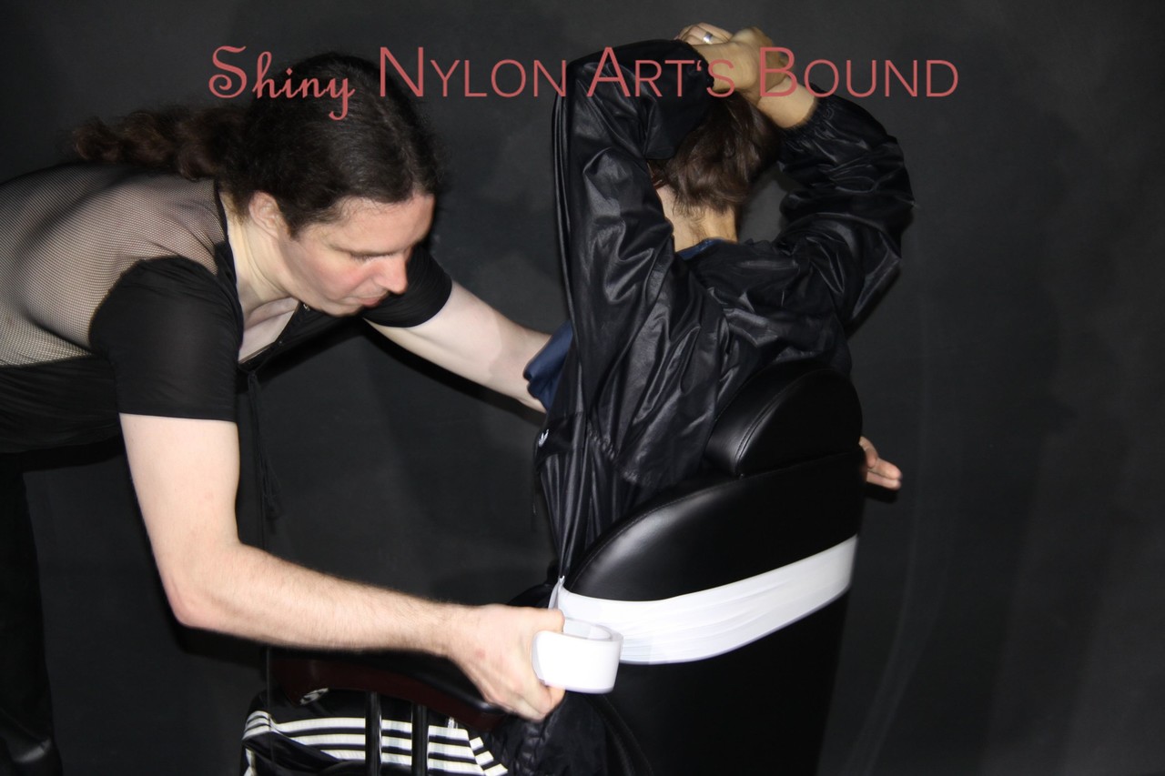 Watching Our New Model AIYANA Wearing Sexy Shiny Nylon Rainwear Being