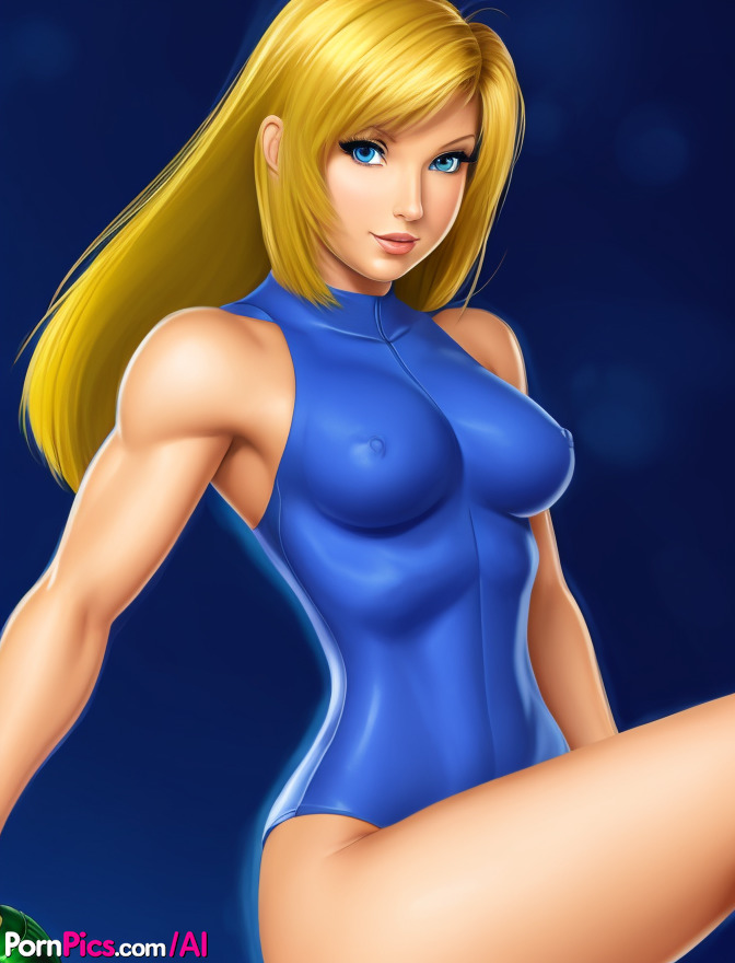 Horny Blonde Superhero Samus Aran Shows Her Lovely Juggs In A Solo