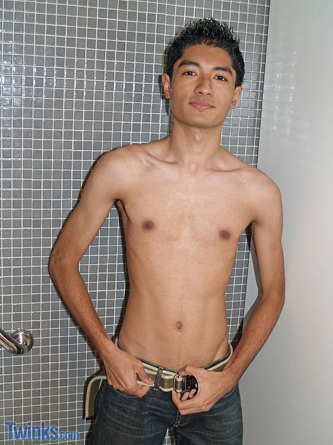 Skinny Twink Strips Naked Jerks His Big Dick Until He Ejaculates