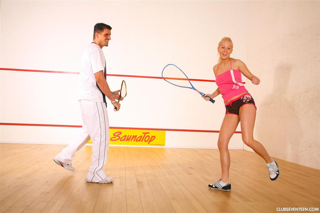 Sport blonde teen has sex on the court with her racquetball teacher -  NakedPics