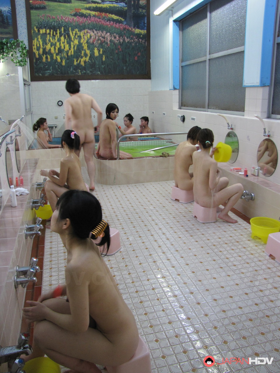 Gorgeous Japanese babes enjoying rough group sex action at the spa -  NakedPics