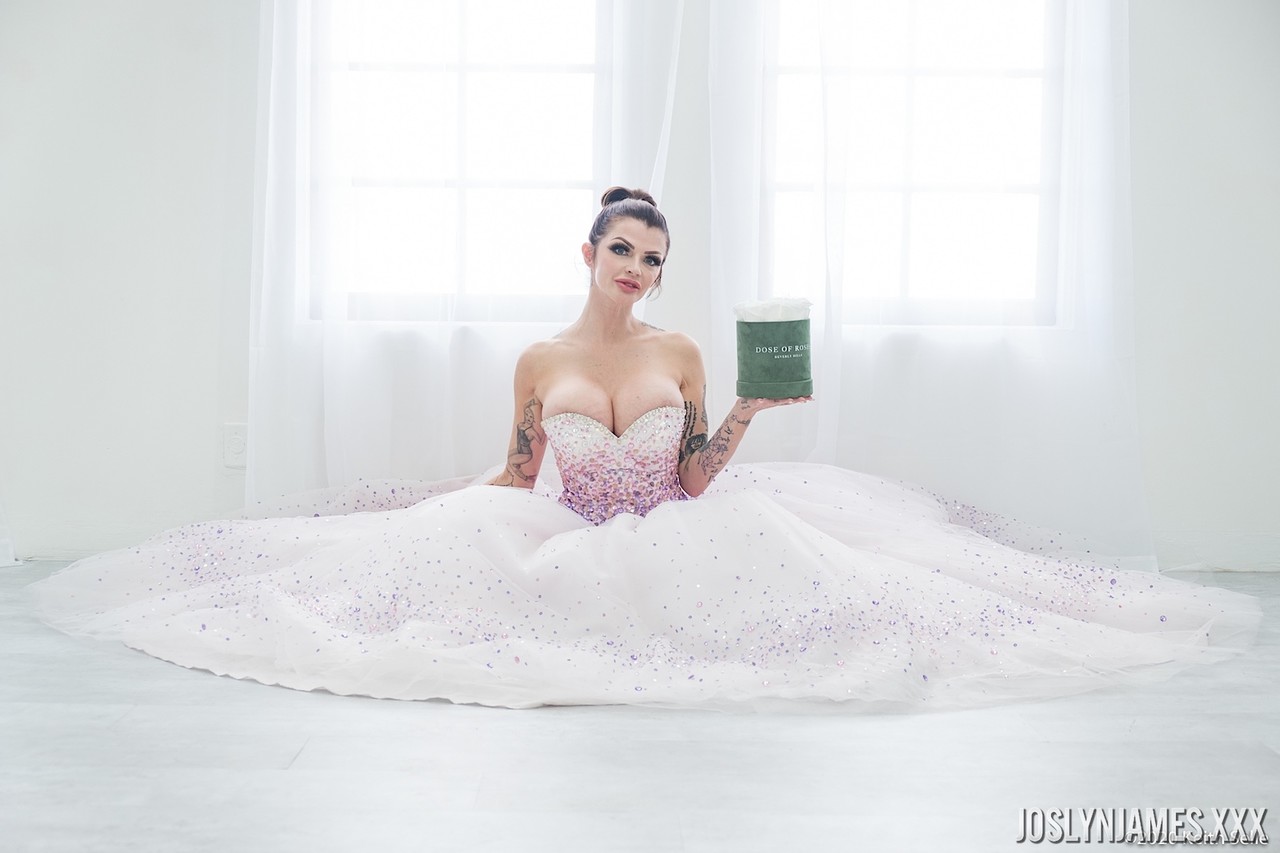 Mature bride Joslyn James shows her sexy cleavage in her wedding dress -  NakedPics