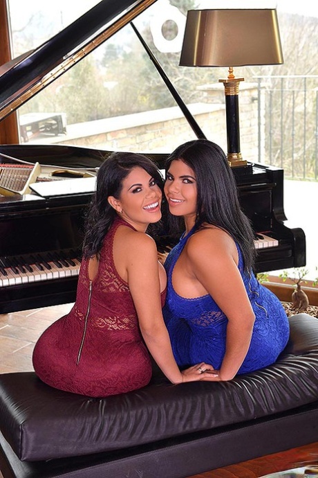 Latina dykes Kesha Ortega & Sheila Ortega doff long dresses before anal play