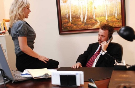 Blonde secretary Velicity Von seduces her boss for sex in his office