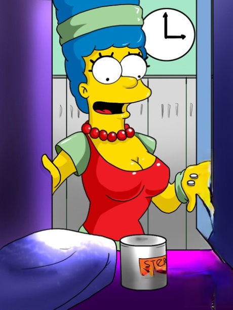 Fat Homer Simpson getting roughly fucked by a blue haired shemale