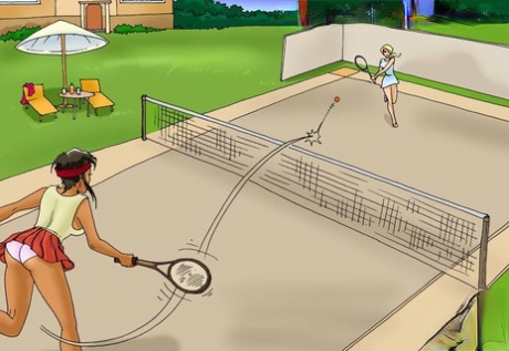 Busty tegneserie tennisspiller blir forført og knust av hennes shemale motstander