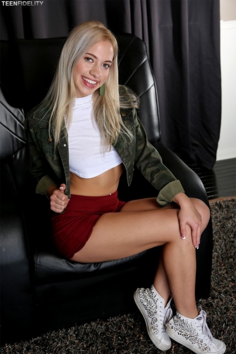 Smiley teen cutie Khloe Kapri shows off her tiny tits & spreads her legs