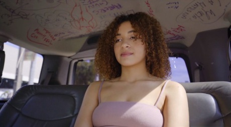Curly haired Latina teen Mariah Banks getting pounded on the bus