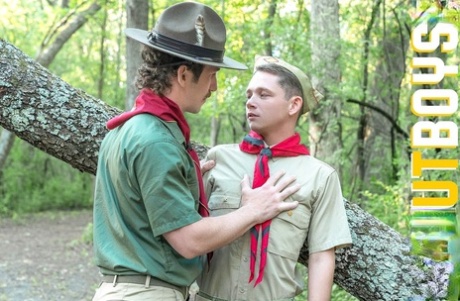 Twink Landon gets disciplined & fucked by gay scoutmaster Mckeon in the forest
