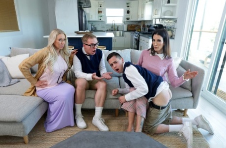 MILFky s velkými prsy Katie Morgan & Shay Sight šukají se svými nevlastními nerdy