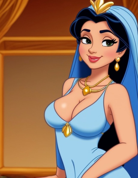 Gorgeous Hentai babe Princess Jasmine shows her stunning naked curves