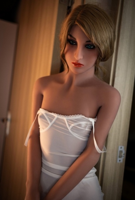 Tall sex doll shows her slender body wearing a sexy dress & while naked