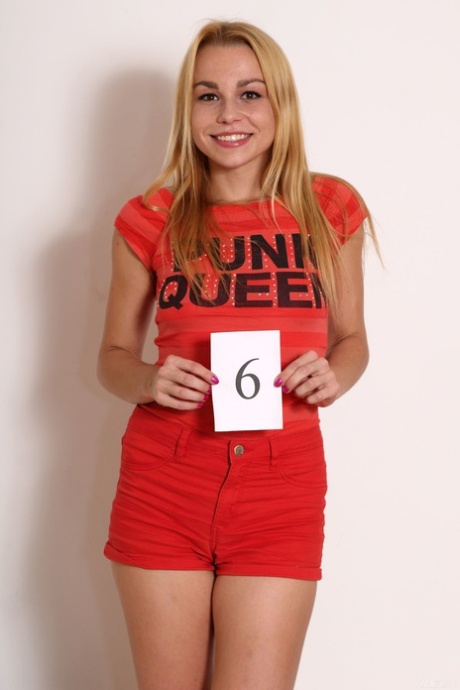 Petite blonde Rebecca Black strips and flaunts her sexy body at the casting